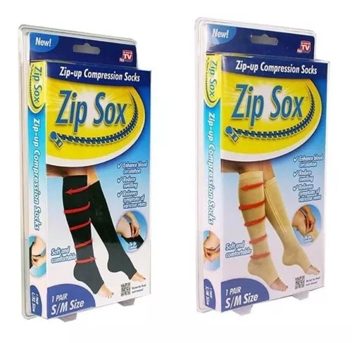 Medias De Compresión Anti Varices Zip Sox Unisex Cierre Crem