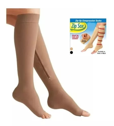 Medias De Compresión Anti Varices Zip Sox Unisex Cierre Crem